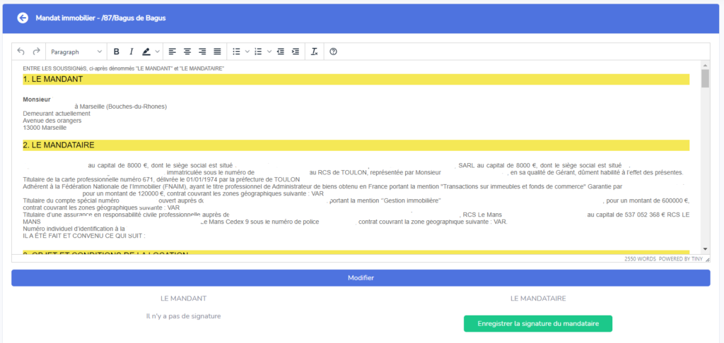 mandat et signature logiciel gestion locative ob immo